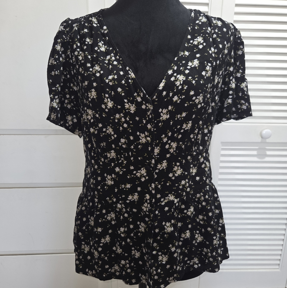 Old Navy Black Floral Blouse